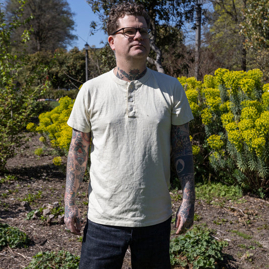 Velva Sheen Henley SS Tee- Oatmilk