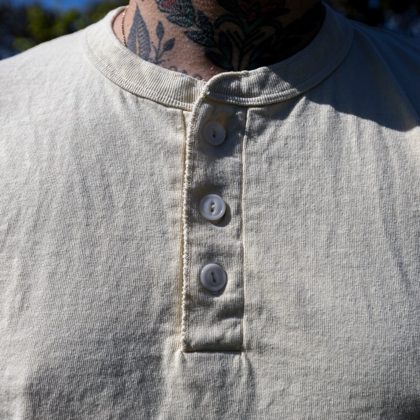 Velva Sheen Henley SS Tee- Oatmilk