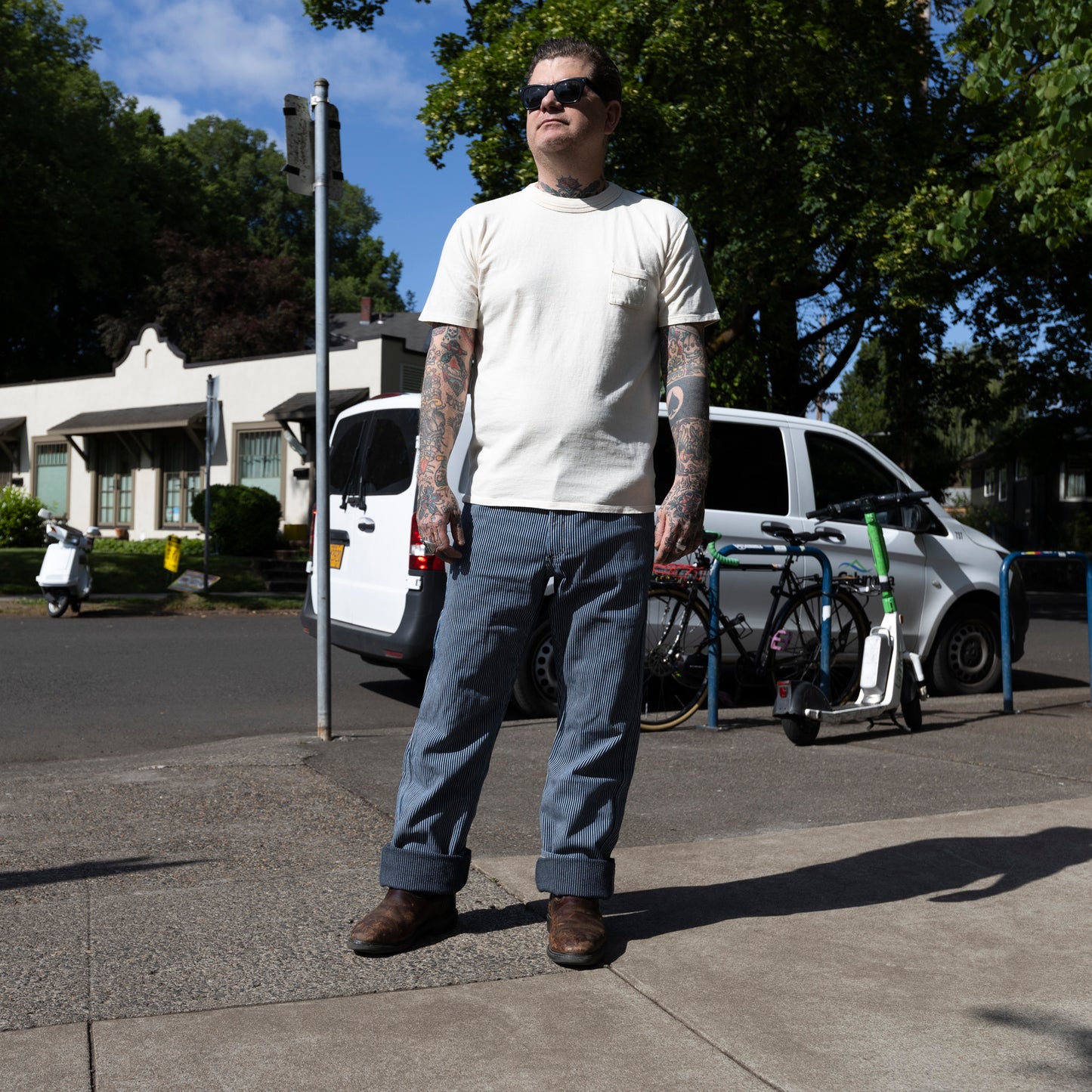 Hickory Stripe Work Uniform Denim Wider Fit