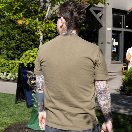 Loopwheeled Henley - Army Olive