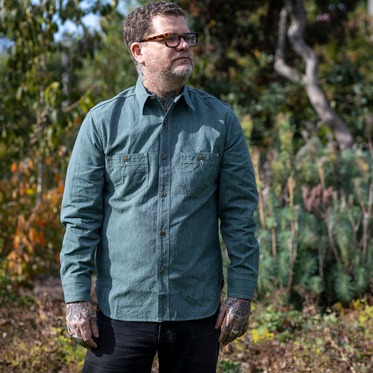 Atlas Salt & Pepper Work Shirt - Sage Green