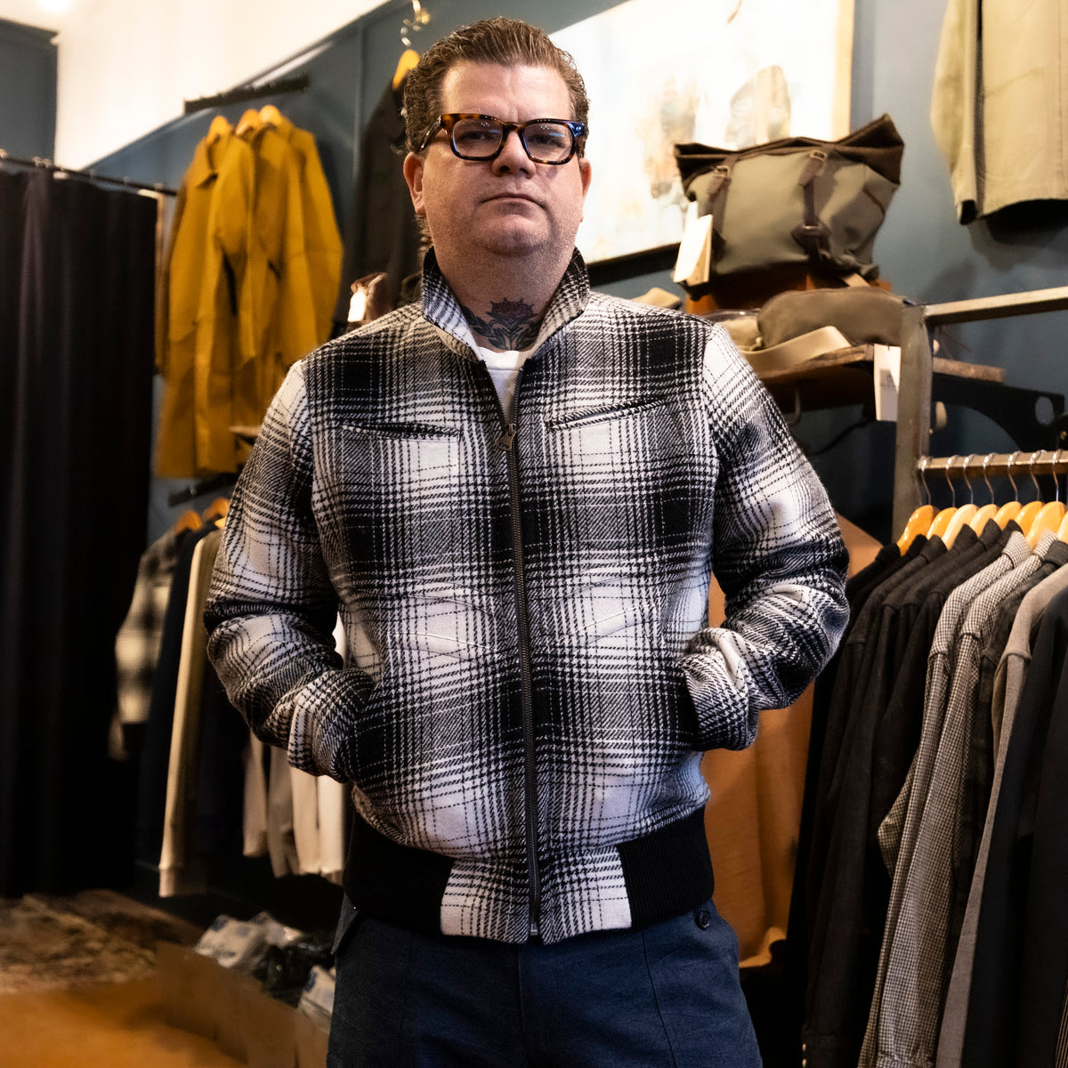 Donegal Shadow Plaid Tweed Magnolia Jacket - Black/Cream