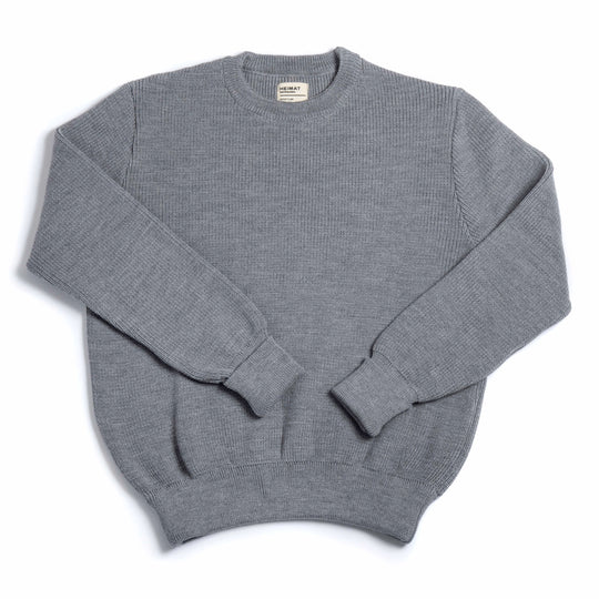 Merino Wool Crew Neck Sweater - Battleship Grey