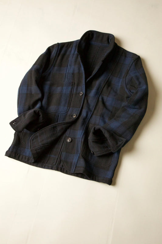 Reversible Study Jacket Handwoven Double Face - Iron/Indigo
