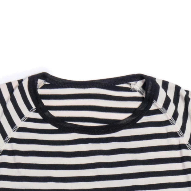 Merino Tee Long - Stripe Black/Seashell
