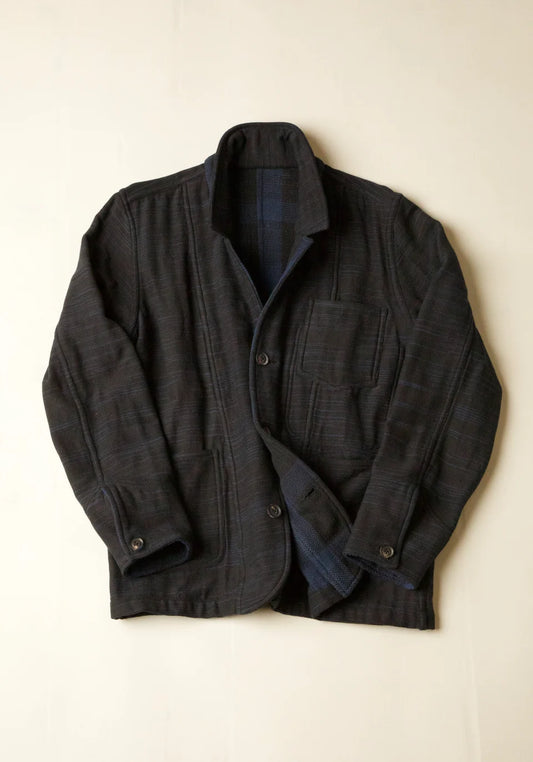 Reversible Study Jacket Handwoven Double Face - Iron/Indigo