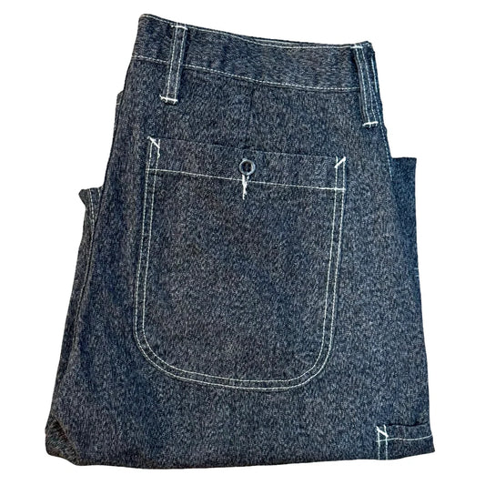 Japanese Salt and Pepper twill wide leg single pleat 40's work trouser