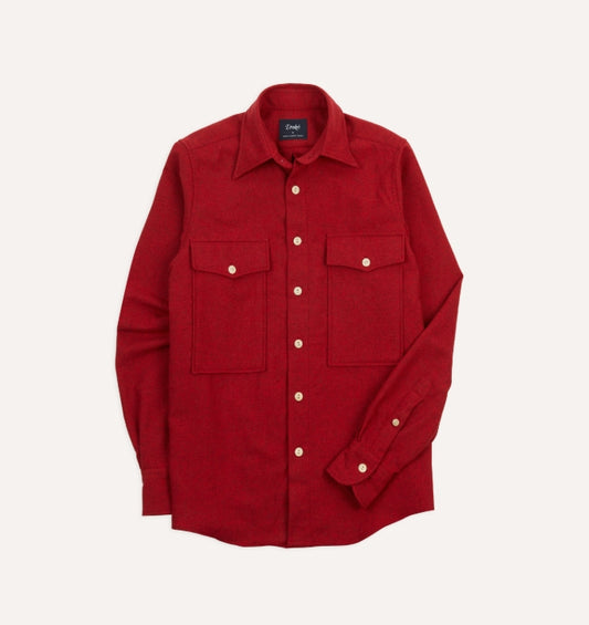 Block Wool Shirt - Rosso Red