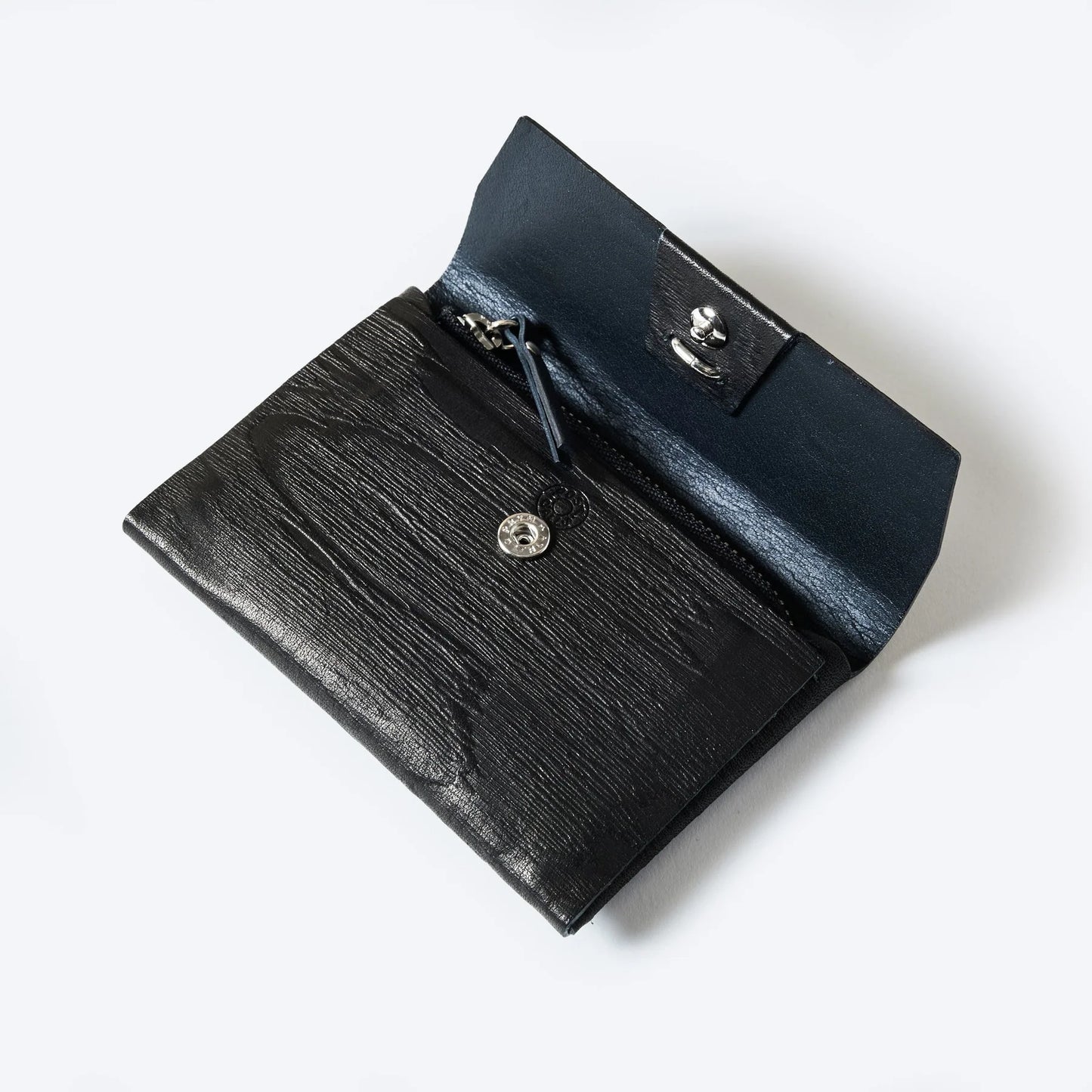 Plywood Leather Card Case- Black