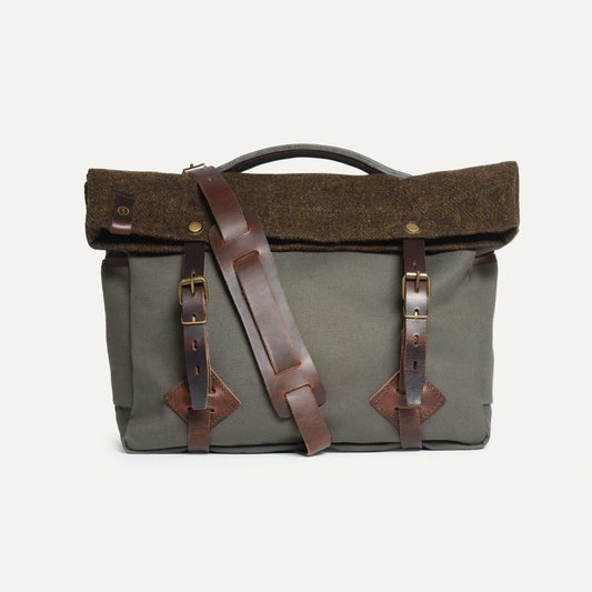 Gaston Musette Satchel Bag - Khaki & Tweed