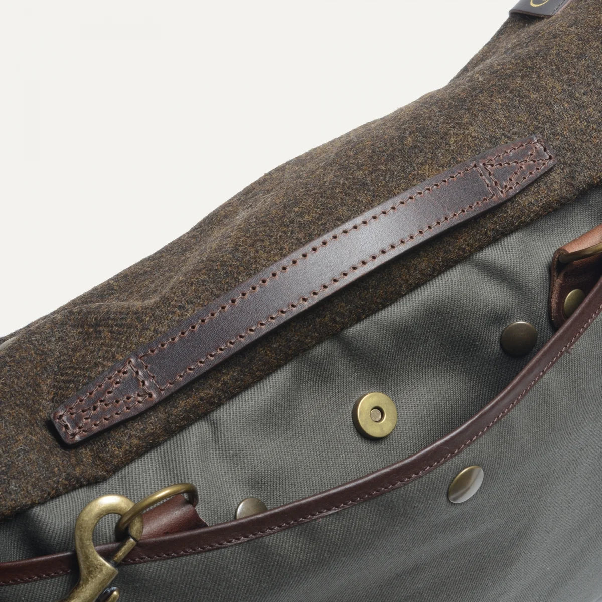Gaston Musette Satchel Bag - Khaki & Tweed