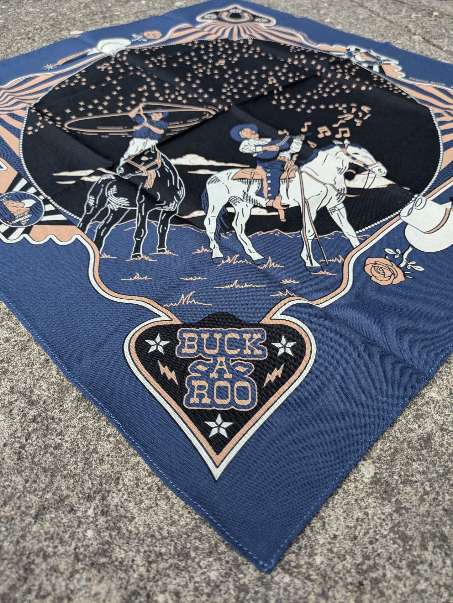 Neon Cowboy Bandana- Blue Velvet