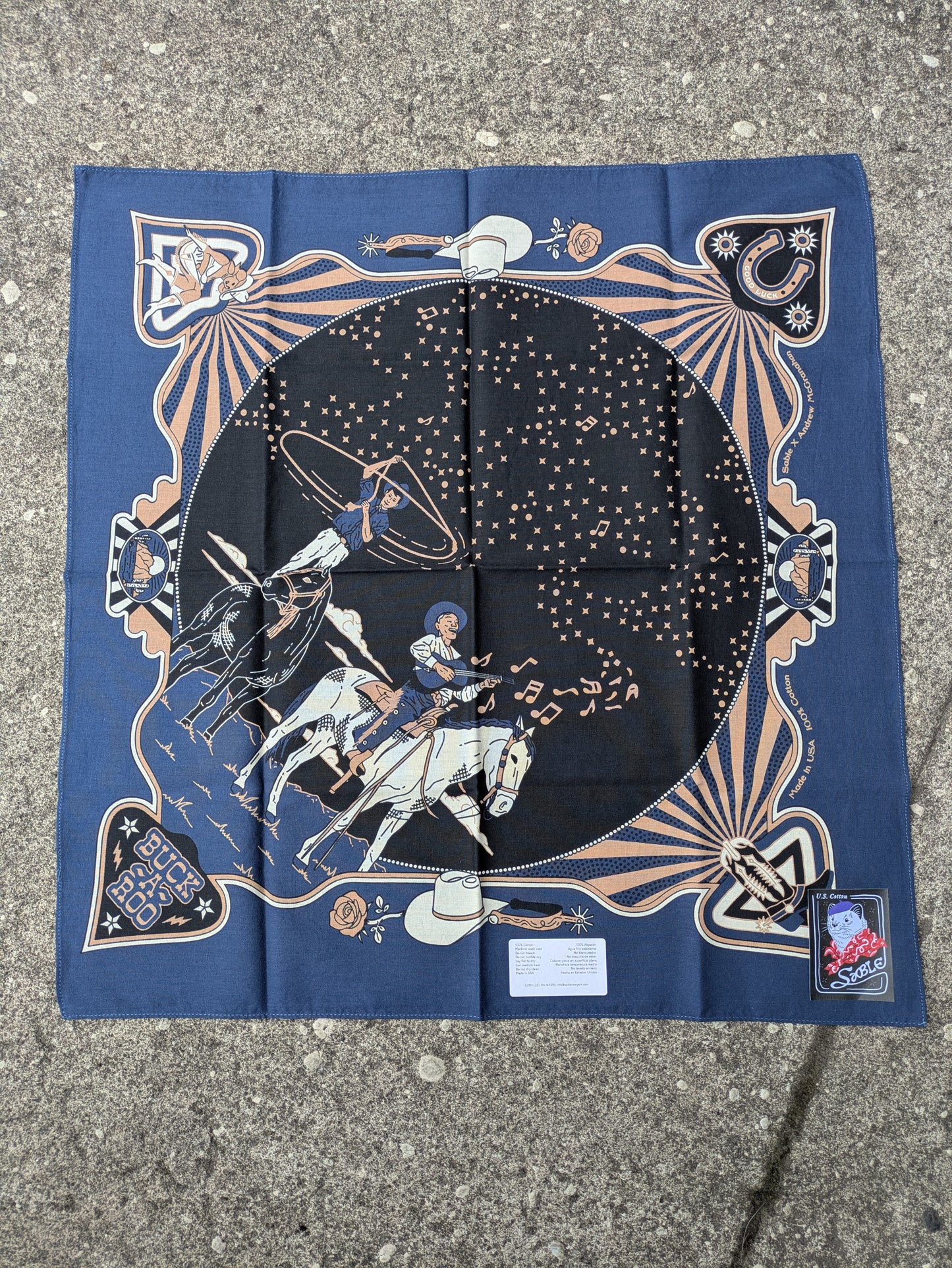 Neon Cowboy Bandana- Blue Velvet