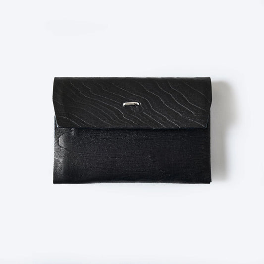 Plywood Leather Card Case- Black